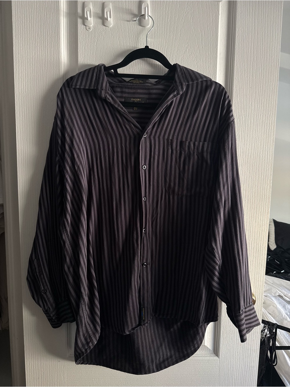 Alexander Julian Black and Gray Vertical Stripe Button-Down Shirt